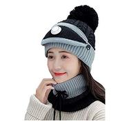 luoluoluo Women's 3 in 1 Heated Hat Scarf Set UK Clearance, USB Heating Neck Warmer Outfit, Beanie Knit Hat Snood Scarf Girls Warm Hat Earmuffs Cap Fleece Lined Ski Hat Neck Heater for Indoor Outdoor