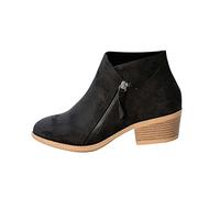 luoluoluo Womens Ankle Boots Low Heel Shoes Platform Zipper Short Boots Chunky Roman Shoes Ladies Casual Comfortable Boots Western Cowgirls Nude Boots Vintage Cowboy Ankle Boots Waterproof Rain Boots