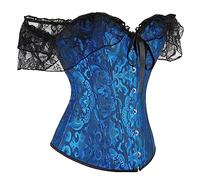 luoluoluo Women's Basque Gothic Bustier Boned Satin Lace up Overbust Jacquard Steampunk Corset Top Vintage Strapless Ruched Corset Renaissance Push Up Bodyshaper Top Plus Size Costume for Club Party