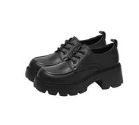 luoluoluo Womens Classic Work Shoes UK, Ladies Platform Chunky Shoes Lace up Round Toe Shoes Casual Pumps Business Formal Dress Shoes Vintage Oxford Shoes Trekking Camping Walking Shoe Trainers