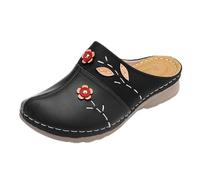 luoluoluo Women's Closed Toe Sandals Clearance, Ladies Flowers Mule Sandals Wedge Sandal Summer Clogs Round Toe Backless Slip on Slipper Thick Cushion Sliders Shower Sandals Garden Slides Slippers