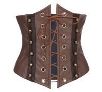 luoluoluo Womens Gothic Underbust Faux Leather Bustiers Victorian Corset Top Steampunk Basque Shapewear Vintage Lace Up Slimming Tops Christmas Halloween Costume Ladies Punk Tank Top Waist Cincher
