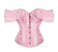 luoluoluo Women's Lace Up Boned Overbust Embroidery Corset Bustier Bodyshaper Top Basque Gothic Bustier Ladies Waist Trainer After Pregnancy Body Shaper Tummy Control Lingerie Clubwear Top Slim Vest