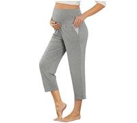 luoluoluo Women's Maternity Cropped Trousers UK Sale Clearance, 3/4 Pregnancy Capri Pants Comfortable Leggings Stretchy High Waisted Cropped Pant with Pockets Yoga Pajama Activewear Maternity Clothes