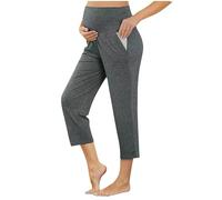 luoluoluo Women's Maternity Cropped Trousers UK Sale Clearance, 3/4 Pregnancy Capri Pants Comfortable Leggings Stretchy High Waisted Cropped Pant with Pockets Yoga Pajama Activewear Maternity Clothes