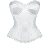 luoluoluo Women's Satin Lace Up Waist Cincher UK Ladies Gothic Corsets Solid Color Bustier Top Lace Up Boned Corset Top Satin Plain Overbust Tummy Control Body Shaper Strapless Lingerie Clubwear
