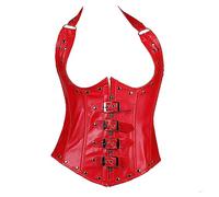 luoluoluo Women's Steampunk Under bust Halter Bustiers Corsets Sexy Gothic Crop Top Casual Short Chest Breast Vest Breathable Buckle Waist Training Lace Up Satin Boned Corset Shapewear Plus Size