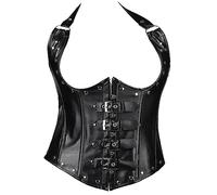 luoluoluo Women's Steampunk Under bust Halter Bustiers Corsets Sexy Gothic Crop Top Casual Short Chest Breast Vest Breathable Buckle Waist Training Lace Up Satin Boned Corset Shapewear Plus Size