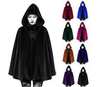 luoluoluo Women's Velvet Hooded Cape UK Sale Clearance Renaissance Medieval Cloak Knight Gothic Fancy Dress Witch Hooded Cloaks Steampunk Cardigan Adult Halloween Costume Masquerade Cosplay Capes