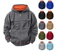 luoluoluo Work Hoodie Pullover for Men Zip Up Sweatshirt Contrast Color Drawstring Hooded Jumper Long Sleeve Sweater Cargo Sweatshirts Casual Hoody Tops Tactical Coat Fleece Lined Hoodies Activewear