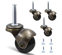 Luomorgo 1.5" Ball Caster Wheels for Furniture, Set of 4 Vintage Casters Antique Copper Gold Stem Casters with 5/16" x 1-1/2" (8 x 38mm) Mounting Insert Sockets Replacement for Sofa Chair Cabinet