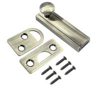 Luomorgo 1 Pack Solid Brass 2 Inch Surface Bolt, Bronze Slide Latch Door Lock Bolt, Heavy Duty French Door Lock for Recessed Doors, Flush Gates