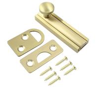 Luomorgo 1 Pack Solid Brass 2 Inch Surface Bolt, Brushed Gold Slide Latch Door Lock Bolt, Heavy Duty French Door Lock for Recessed Doors, Flush Gates