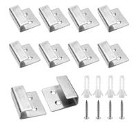 Luomorgo 10 Pcs Tile Display Wall Hanger, Stainless Steel Wall Mount Brackets Hook, Heavy Duty Tile Hanger for Mirrors, Picture Frame Ceramic Wall Display (Small Size, Silver)
