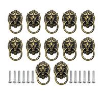 Luomorgo 12 Pack Cabinet Knobs Pulls Lion Head Ring Pulls Handle | for Drawer Dresser Wardrobe Kitchen Cupboard, L 2.6" x W 1.6"
