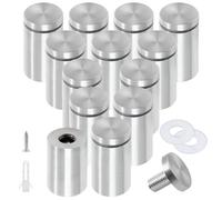 Luomorgo 12 Pcs 1" x 2" Stainless Steel Standoff Screws, Wall Sign Standoff Mounting Hardware Advertising Glass Standoff Nail for Hanging Acrylic Picture Frame, Silver