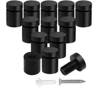 Luomorgo 12 Pcs 3/4" x 3/4" Aluminum Standoff Screws, Wall Sign Standoff Mounting Hardware Advertising Glass Stand Off Nail for Hanging Acrylic Picture Frame, Black