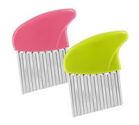Luomorgo 2 Pack Stainless Steel Potato Crinkle Cutter, Green & Pink