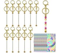 Luomorgo 24 Pcs/12 Sets Beadable Keychain Bars & Storage Bags, Metal, No Gemstone