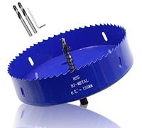 Luomorgo 6 1/8 inch 155mm Hole Saw, 1 1/4 inch Cutting Depth HSS Bi-Metal Hole Cutter with Hex Shank Drill Bit Adapter for Wood Cornhole Boards Plastic Drywall Fiberboard