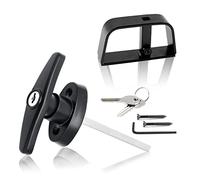Luomorgo Shed Door Latch T-Handle Lock Kit with 2 Keys, 4-1/2" Stem Storage Barn Shed Door Lock, Black