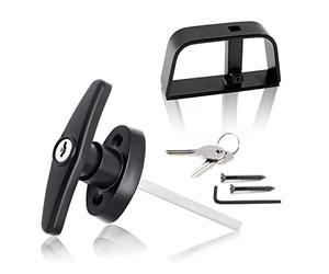 Luomorgo Shed Door Latch T-Handle Lock Kit with 2 Keys, 4-1/2" Stem Storage Barn Shed Door Lock, Black