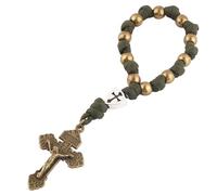Luomu Pocket Rosary Paracord One Decade Catholic Rosary Beads with Crucifix Medal, 7", Metal, no gemstone