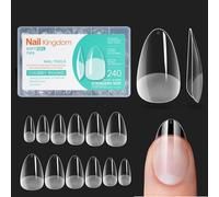 Luonaa Nail Tips, 240PCS Medium Almond False Nail Tips, 12 Sizes Half Matte Soft Gel, Full Cover False Nails for Nail Technicians, Beginners and Nail Art Salons