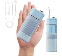 Luonaa Water Flosser for Teeth, Portable Oral Irrigator with 3 Modes,4 Flossing Tips, 220ML Telescopic Water Tank, IPX7 Waterproof, Rechargeable Cordless Plaque Remover for Teeth (Light Blue)