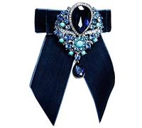 LuonanSam Men's Crystal gem Silver-Tone Bouquet Flower Teardrop Large Gorgeous Bouquet Bowtie, Blue, Default