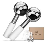 LUONKOS Ice Globes Face Massager - Set of 2, Silver Metal - Cryo Face Roller & Gua Sha Tool for Skincare & Self Care - Reduces Puffiness & Boosts Circulation