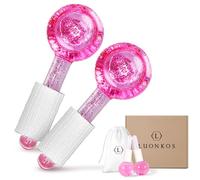 LUONKOS Ice Globes for Face - Pink, Set of 2 - Reusable Glass Gua Sha Tool & Lymphatic Drainage Massager - Skincare Face Tools for Puffiness & Dark Circles - Ice Roller with Cryo Globes for Eyes