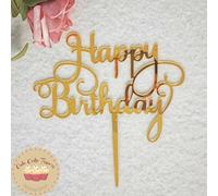 LUONT - Gold Happy Birthday Cake Topper, Perfect Cake Decoration for Birthday Party, Kids, Men's or Women's