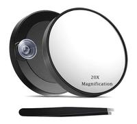 Luoqun88 20x Magnifying Mirror with Suction Mount & Tweezers - Professional-Grade Cosmetic Mirror for Makeup Precision, Skincare & Eyebrow Grooming, Portable Mirror for Travel(Black)