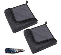Luoqun88 2PCS Microfibre Cleaning Cloth Drying Towel, 40×40cm Thicken Drying Towel Super Absorbent Cloth for Car Detailing, Hair, Bath, Shower, Window, Glass, Gym (Dark Gray)