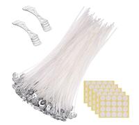 Luoqun88 Candle Wicks 100 Pcs, 10 cm/3.9in Long Wicks for Making Candles, Candle Wicks for Soy Wax with 100 Pcs Candle Wick Stickers, Includes 2 Pcs Stainless 3 Hole Holder, Candles Craft Tools