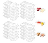 Luoqun88 Double Compartment Condiment Containers, Reusable Snack Pack Container, Portable Snack & Dip Pots, Mini Thickened Dip Boxes With Lid for Picnic/Work Lunch (10)