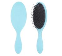 Luoqun88 Dual Bristle Detangling Brush with Boar Bristles | Anti-Static Hairbrush for All Hair Types & Extensions | Gentle on Wet/Dry Hair, Reduces Breakage & Frizz, Curl Defining Brush (Blue)