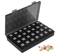 Luoqun88 Large Monthly Pill Box 4 Week, Pill Organiser 7 Day 1 Times a Day Compartments Tablet Organiser Box 28 Day Medicine Storage Box with Dust-Proof Case Vitamin Meds Supplement Container(Black)