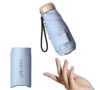 Luoqun88 Mini Umbrella, Compact Umbrella with UPF50+ Protection, Folding Travel Umbrellas Windproof Strong 6 Ribs, Sun Umbrellas, Handbag Brolly for Sun and Rain for Women Men and Child(Light Blue)