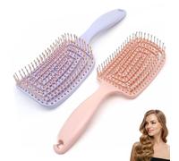 Luoqun88 Pack of 2 Detangle Hair Brush,Curved Vent Brush & Hair Detangler, Easy Detangling Vented Hairs Styling Comb Salon for Long Thick Curly Straight Dry Wet Hair,Styling Hairs Brush (Pink+Purple)