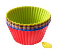 Luoqun88 Silicone Muffin Cupcake Cases, Reusable Non-Stick and Easy Clean Colorful Silicone Cake Cases,7cm Large Cupcake Moulds Baking Cups for Cakes Ice Creams Puddings Jelly(9PCS)