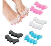 Luoqun88 Toe Separators Pair of 4, Toe Stretcher for Overlapping Toes to Relax Toes,Silicone Toe Straighteners for Hallux Valgus,Soft Gel Toe Spacers for Correct Bunions (4 Color)