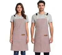 Luoqun88 Unisex Adjustable Black Bib Apron with 2 Pockets, Professional Cooking Kitchen Chef Women Men Aprons with Long Ties for Home Kitchen, Restaurant, Baking Gardening BBQ- Pink, 2pcs