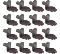 LUORNG 16PCS 1/4 inch Perforated Shelf Supports Furniture Shelf Bracket Hardware Accessories with Sponge Pads Coffee Color 0.59in Diameter Cabinet Shelf Support Pins Shelf Pegs for Bookshelves