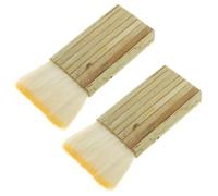 LUORNG 2PCS 8 Rows of Bamboo Handled Wool Brushes 14cm Hake Brush for Watercolour Painting Wash Pottery Painting