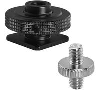 LUORNG 2PCS Aluminum Alloy Hot Shoe Adapter Camera Side Hole Reinforced Round Plate Cold Shoe Mount Conversion Screw 1/4 Male to 1/4 Male Suitable for Magic Arms Video Lights Monitors