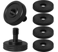 LUORNG 2PCS Male and Female Double Head Threaded Camera Screws with Rubber Washers Adapter Screws 1/4 Thumb Screw Camera Quick Release Adapter for Camera Flash L Bracket Black