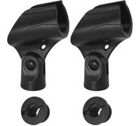 LUORNG 2PCS U-Shape Microphone Clip Holder with Plastic Adaptor 1.12-1.77in Universal Clip Holder for Wired Wireless Handheld Microphone Accessories Black