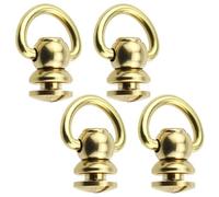 LUORNG 4PCS Brass Rivet 360 Swivel D Ring Brass D Shaped Global Head Rivet with Mounting Screw for Bag Belt Shoe Hat and Leather Craft, (31916-BBHR-11-A4)